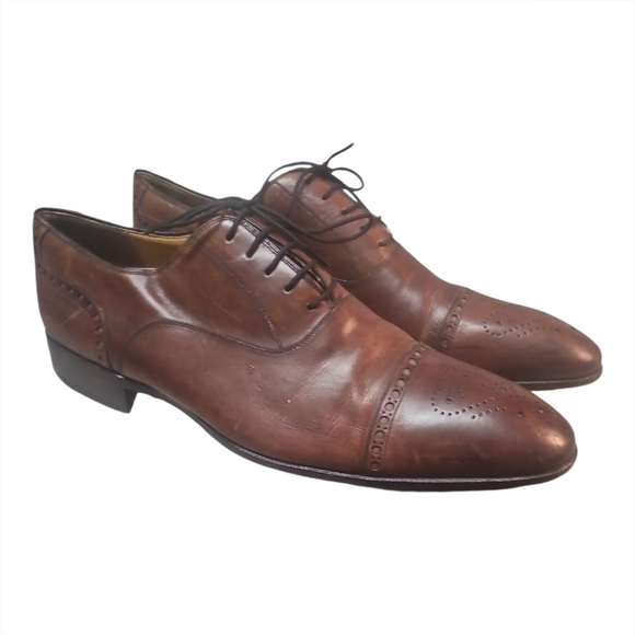MAGNANNIBrown Cap-Toe Oxford Dress Shoes – Men’s Size 12
